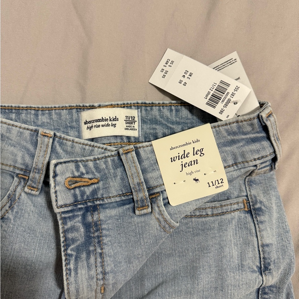 Abercrombie Kids Sky Blue High Rise Wide Leg Jeans